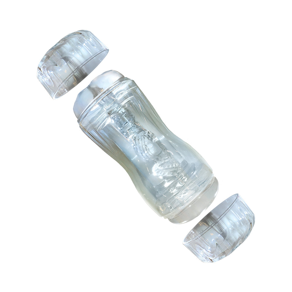 Mstr B8 In The Clear Double Date Dual End Stroker versatile masturbation device with dual entries and textured tunnel