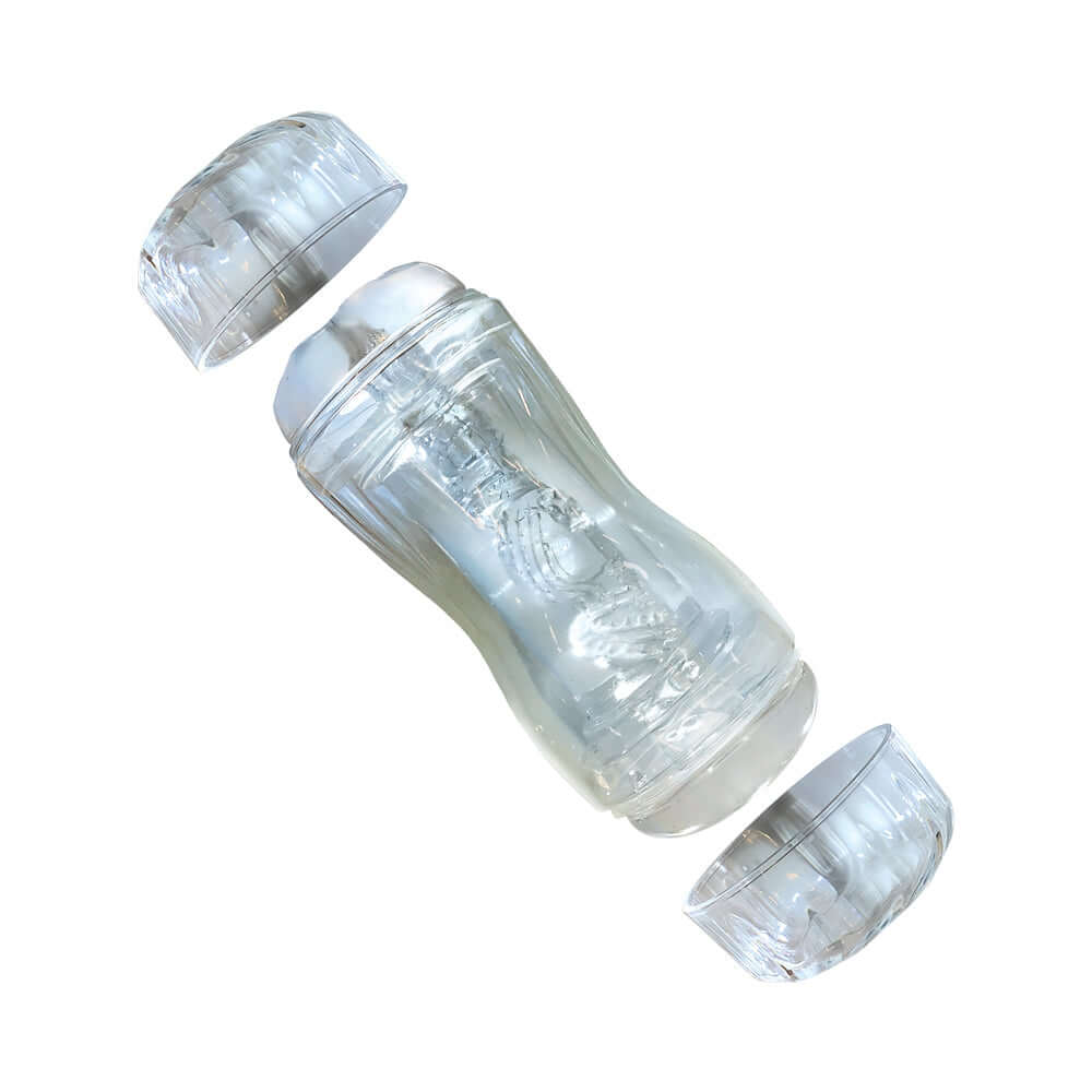 Mstr B8 In The Clear Double Date Dual End Stroker versatile masturbation device with dual entries and textured tunnel