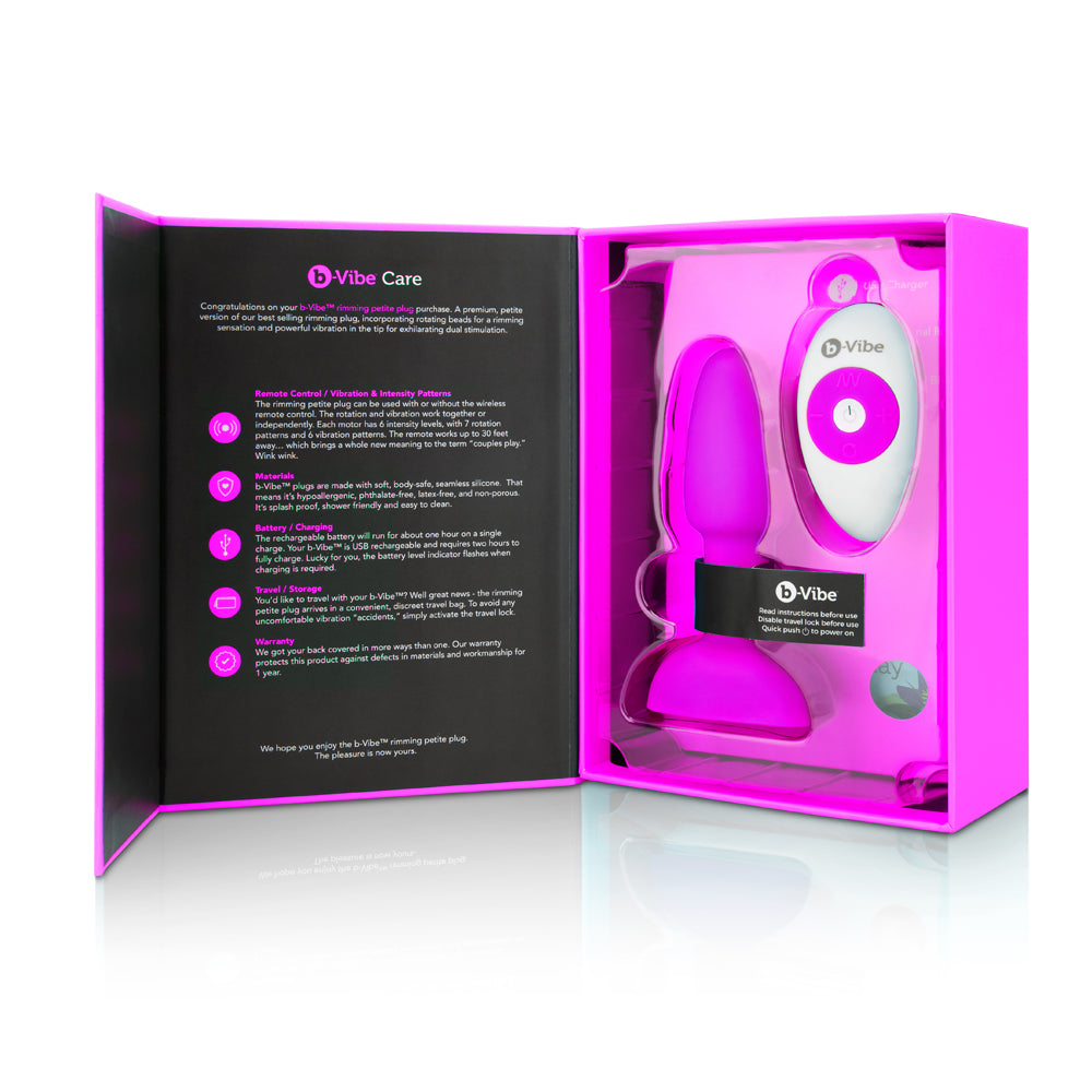 b-Vibe Rimming Petite Rotating and Vibrating Remote Control Plug Fuchsia