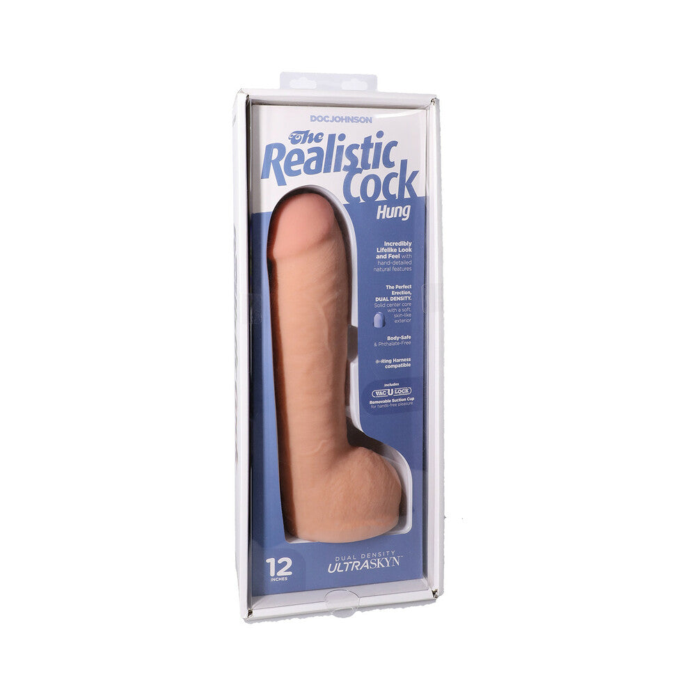 The Realistic Cock Hung 12 inches ULTRASKYN Vac-U-Lock Dildo Vanilla