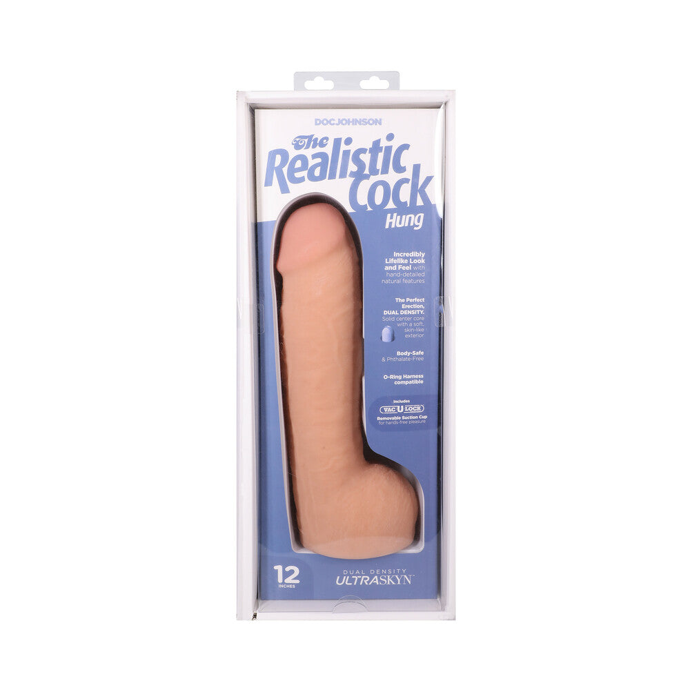The Realistic Cock Hung 12 inches ULTRASKYN Vac-U-Lock Dildo Vanilla