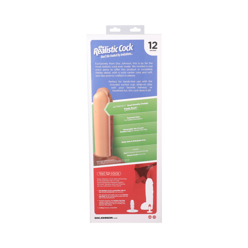 The Realistic Cock Hung 12 inches ULTRASKYN Vac-U-Lock Dildo Chocolate