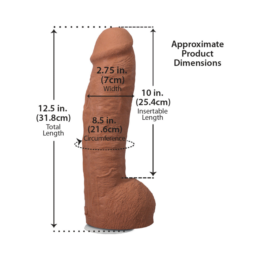 The Realistic Cock Hung 12 inches ULTRASKYN Vac-U-Lock Dildo Caramel