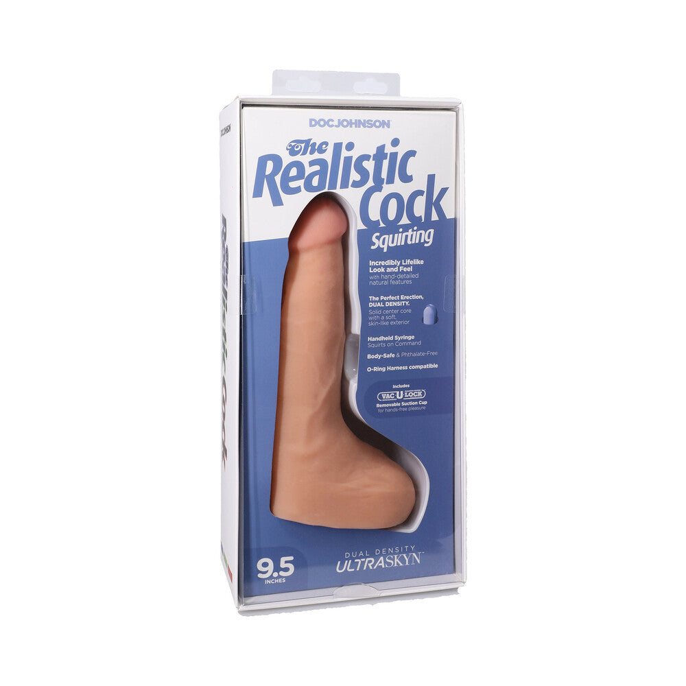 The Realistic Cock Squirting 9.5 inches ULTRASKYN Vac-U-Lock Dildo Vanilla