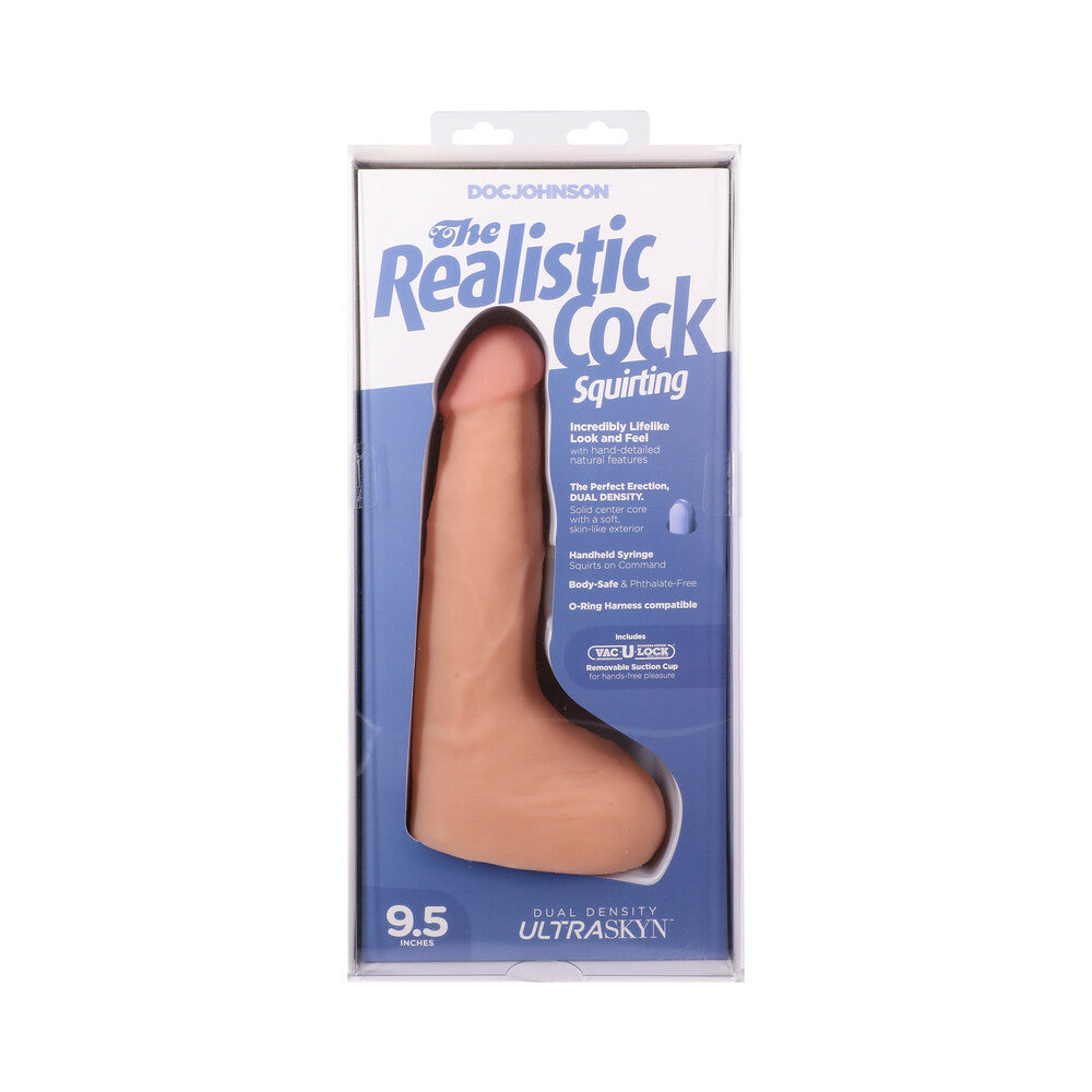 The Realistic Cock Squirting 9.5 inches ULTRASKYN Vac-U-Lock Dildo Vanilla