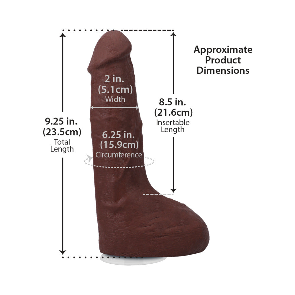 The Realistic Cock Squirting 9.5 inches ULTRASKYN Vac-U-Lock Dildo Chocolate