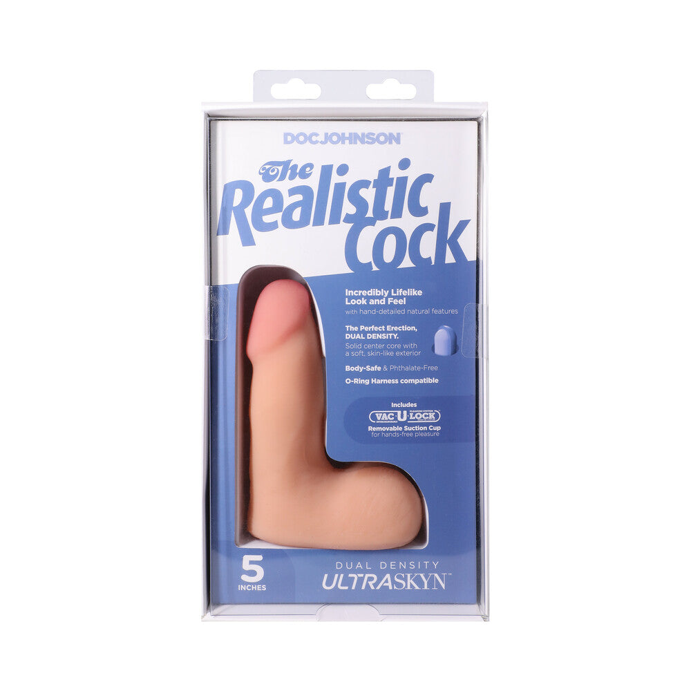 The Realistic Cock 5 inches ULTRASKYN Vac-U-Lock Dildo with Balls Vanilla
