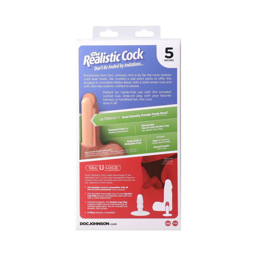 The Realistic Cock 5 inches ULTRASKYN Vac-U-Lock Dildo with Balls Vanilla
