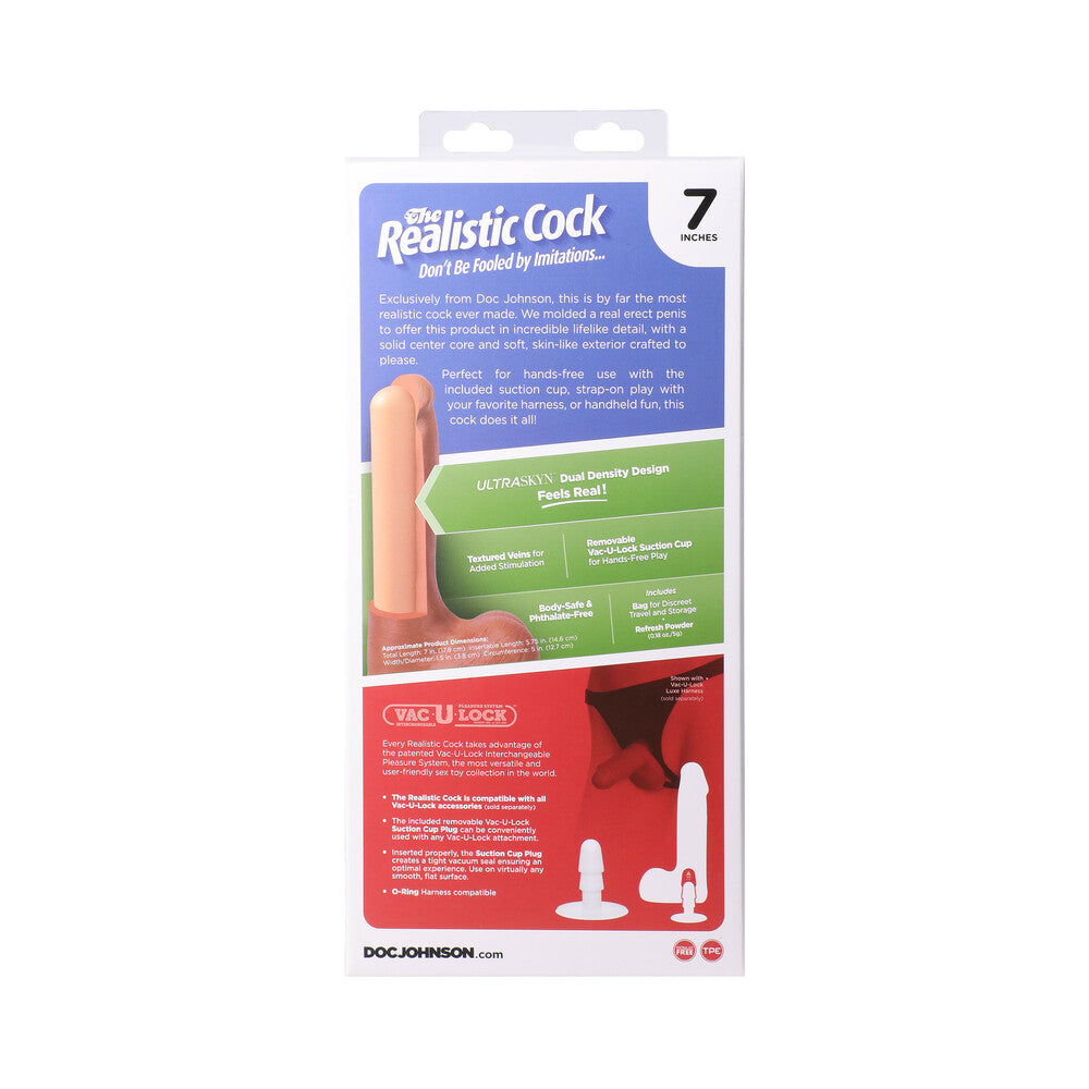 The Realistic Cock 7 inches ULTRASKYN Vac-U-Lock Dildo with Balls Vanilla