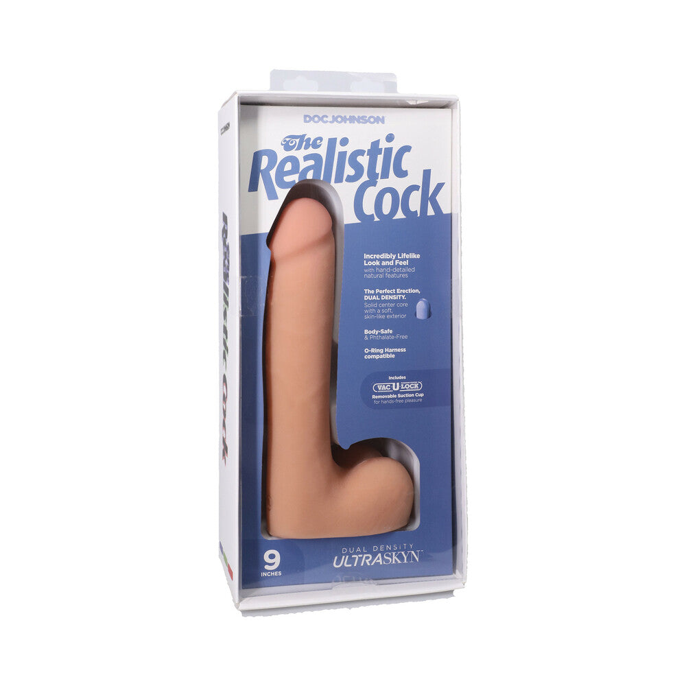 The Realistic Cock 9 inches ULTRASKYN Vac-U-Lock Dildo with Balls Vanilla