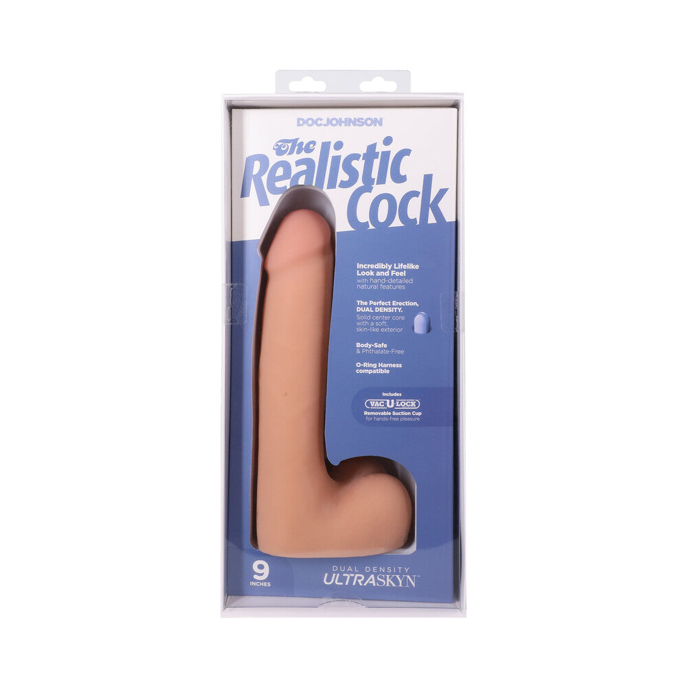 The Realistic Cock 9 inches ULTRASKYN Vac-U-Lock Dildo with Balls Vanilla