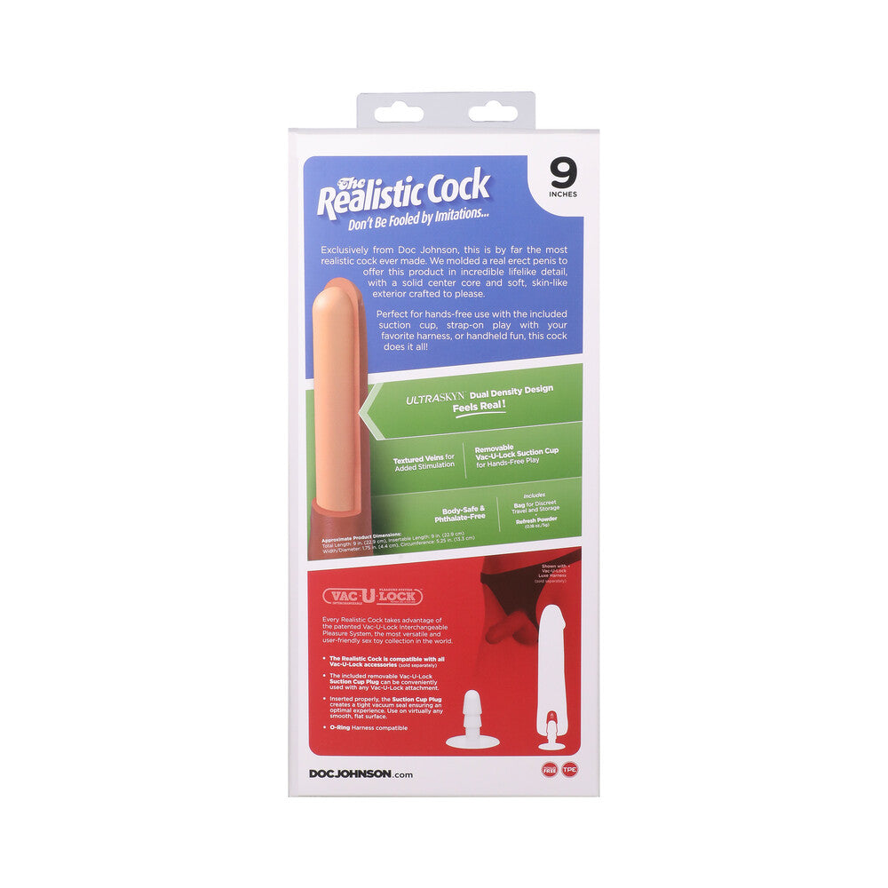 The Realistic Cock 9 inches ULTRASKYN Vac-U-Lock Dildo with Balls Vanilla