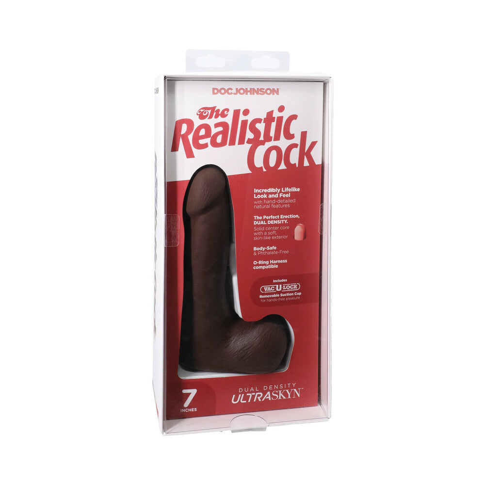 The Realistic Cock 7 inches ULTRASKYN Vac-U-Lock Dildo with Balls Chocolate