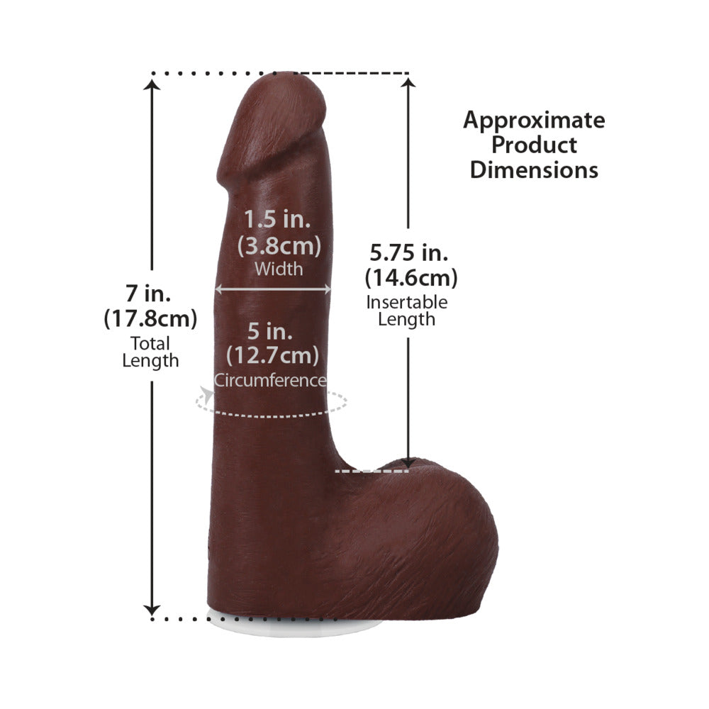 The Realistic Cock 7 inches ULTRASKYN Vac-U-Lock Dildo with Balls Chocolate