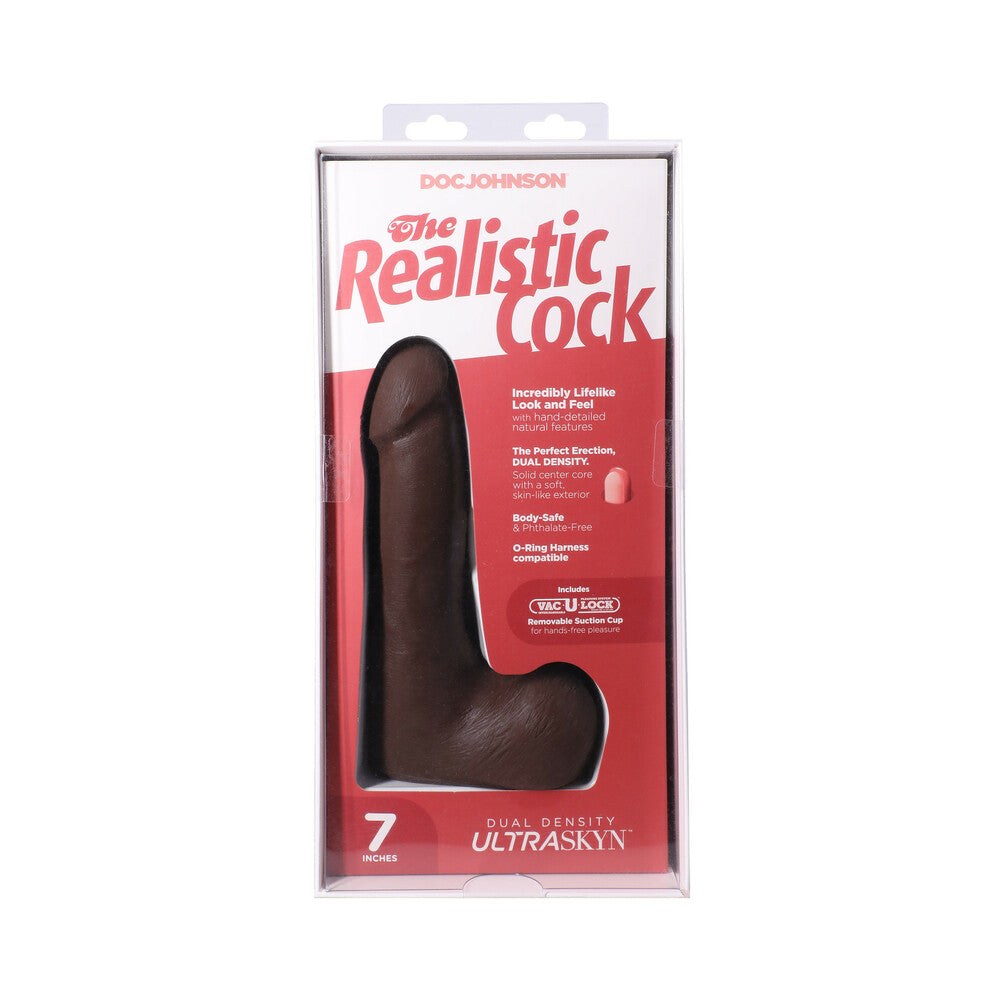 The Realistic Cock 7 inches ULTRASKYN Vac-U-Lock Dildo with Balls Chocolate