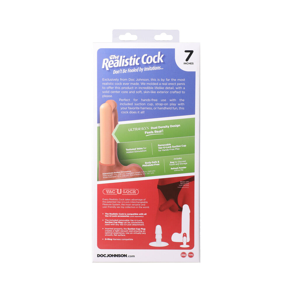 The Realistic Cock 7 inches ULTRASKYN Vac-U-Lock Dildo with Balls Chocolate