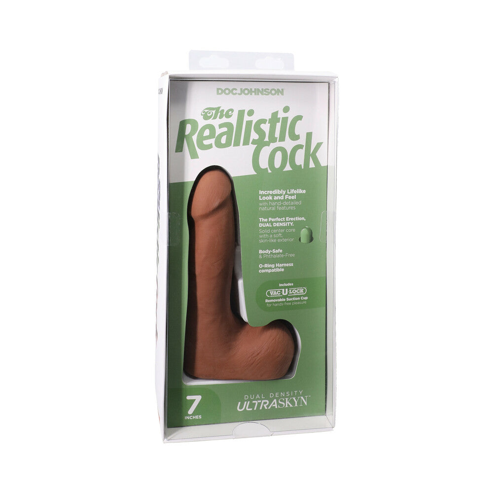 The Realistic Cock 7 inches ULTRASKYN Vac-U-Lock Dildo with Balls Caramel