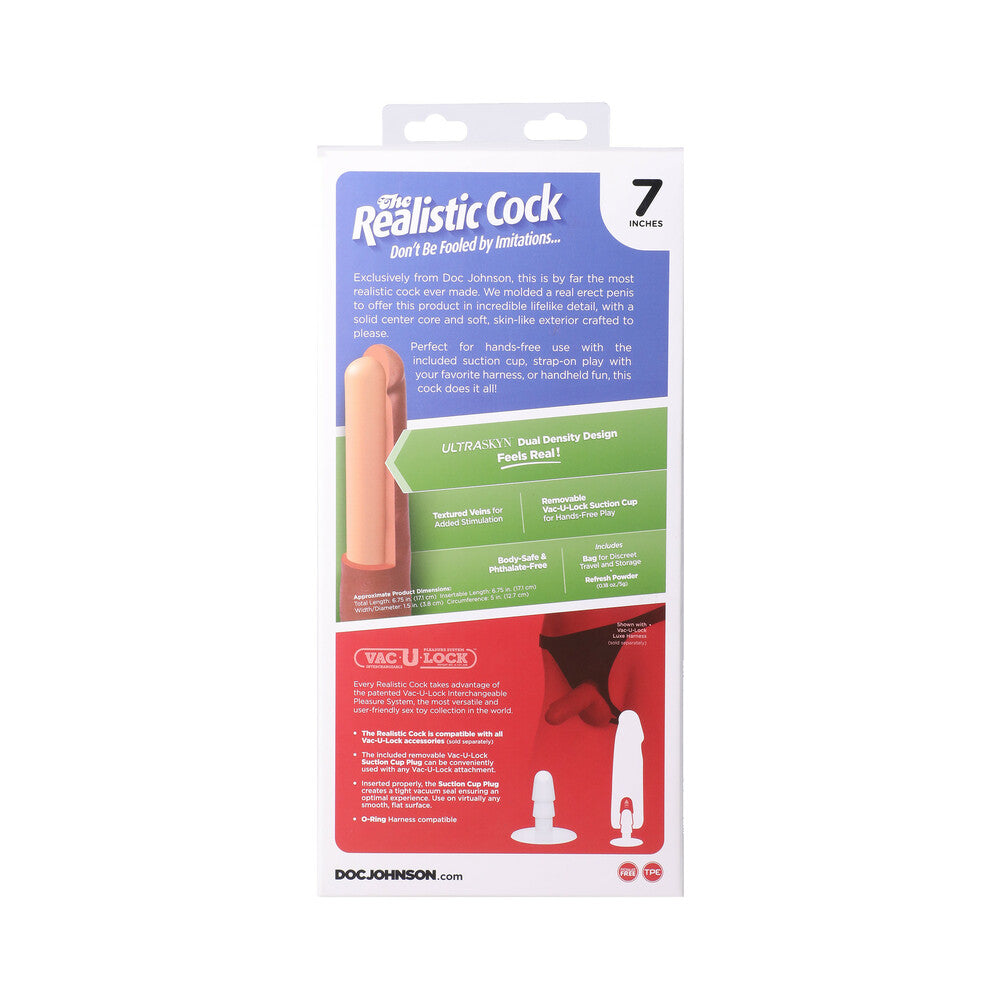 The Realistic Cock 7 inches ULTRASKYN Vac-U-Lock Dildo Vanilla