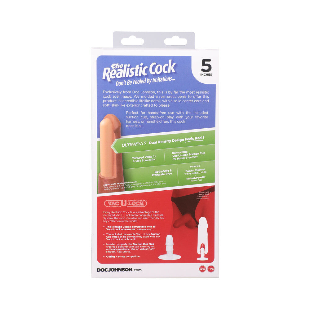 The Realistic Cock 5 inches ULTRASKYN Vac-U-Lock Dildo Chocolate