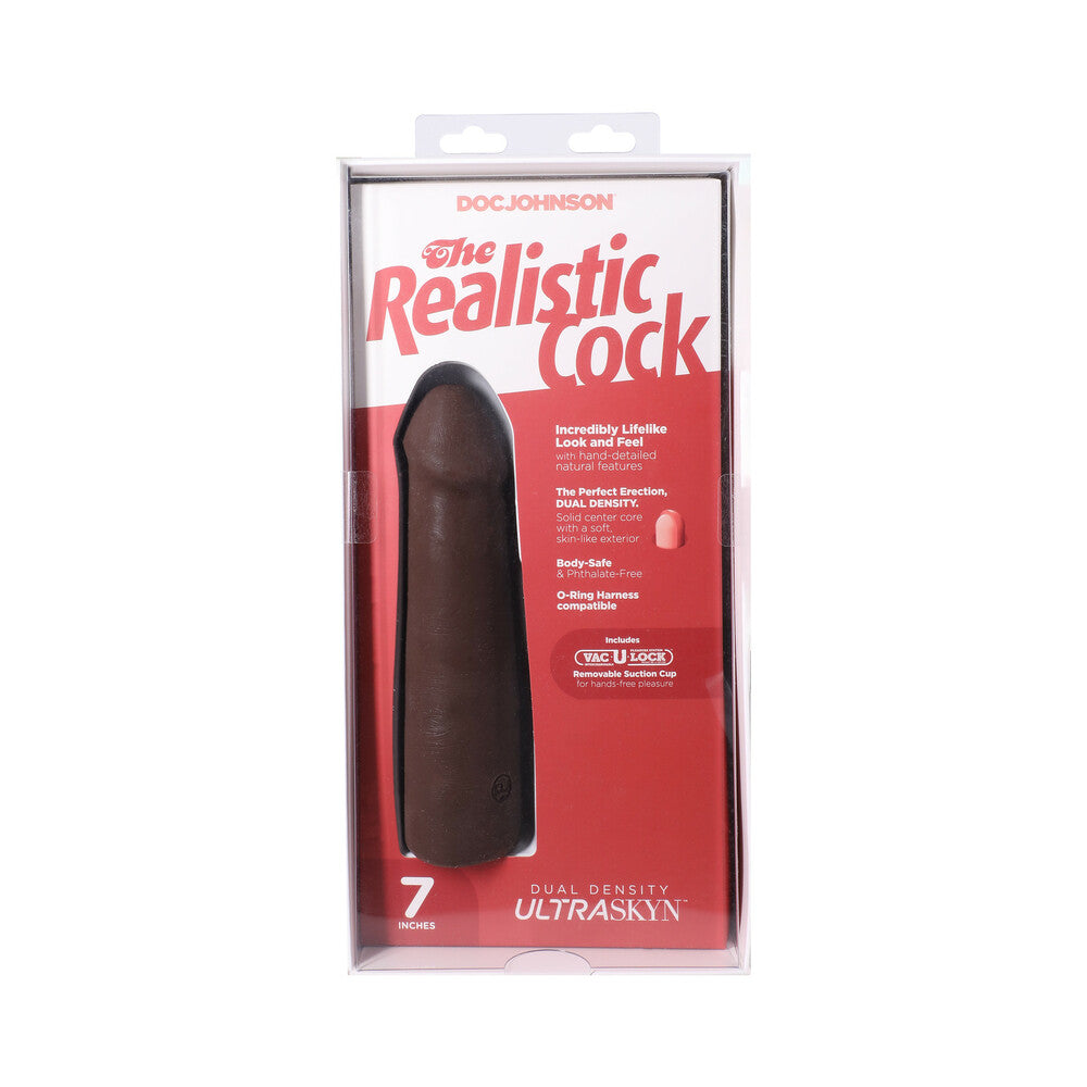 The Realistic Cock 7 inches ULTRASKYN Vac-U-Lock Dildo Chocolate