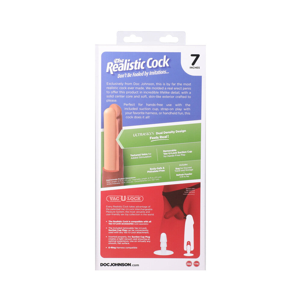 The Realistic Cock 7 inches ULTRASKYN Vac-U-Lock Dildo Chocolate