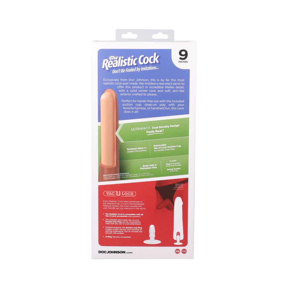 The Realistic Cock 9 inches ULTRASKYN Vac-U-Lock Dildo Chocolate