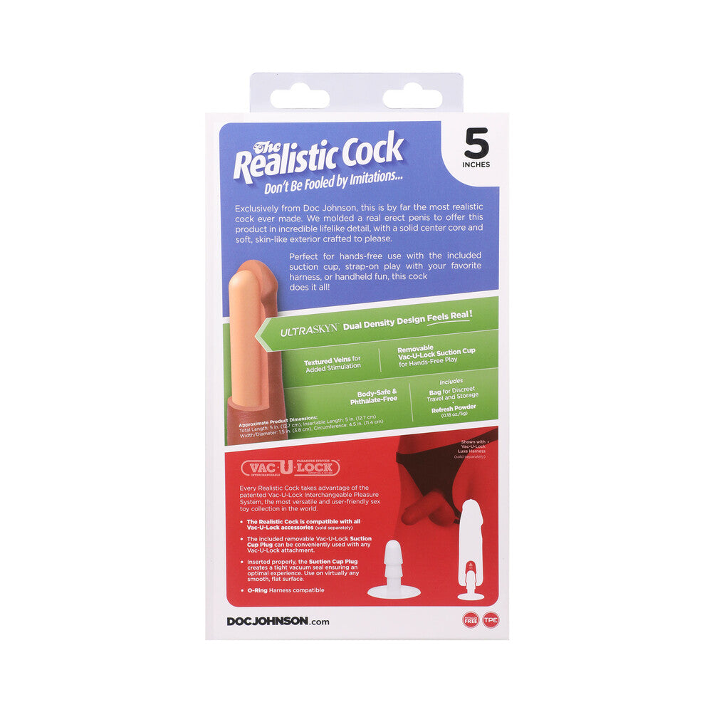 The Realistic Cock 5 inches ULTRASKYN Vac-U-Lock Dildo Caramel
