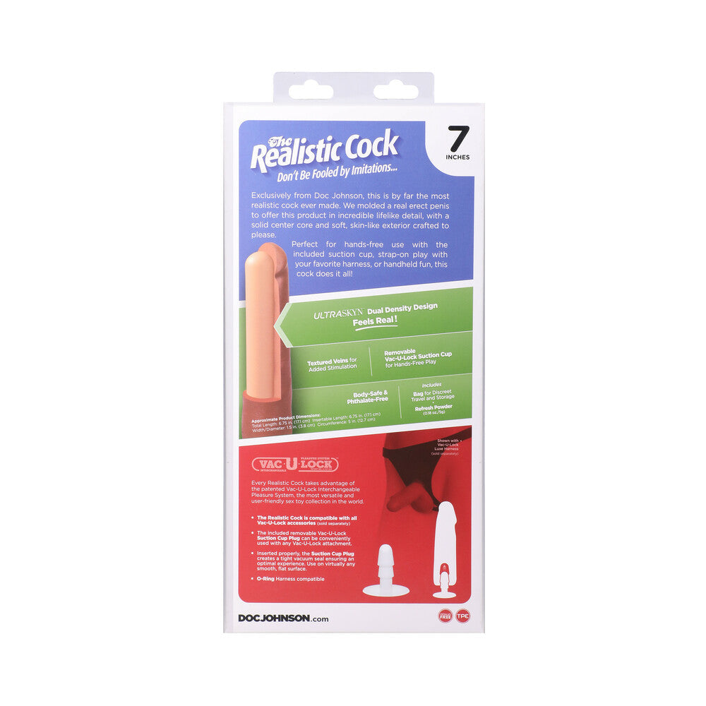 The Realistic Cock 7 inches ULTRASKYN Vac-U-Lock Dildo Caramel