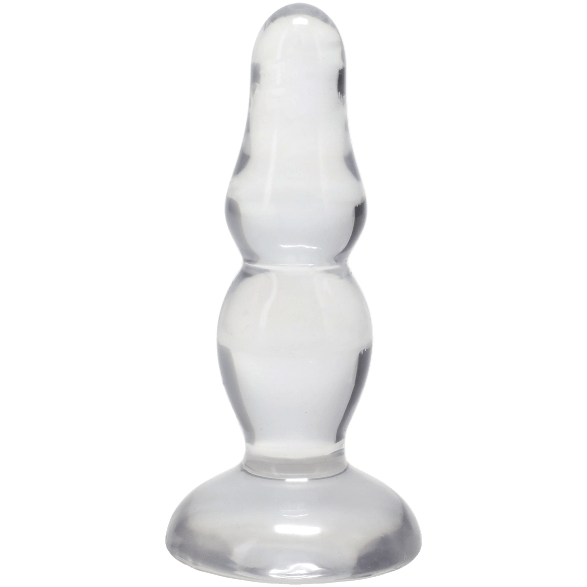 Crystal Jellies Novice Pop Plug 4 Inch Clear - beginner-friendly anal plug with a tapered tip.