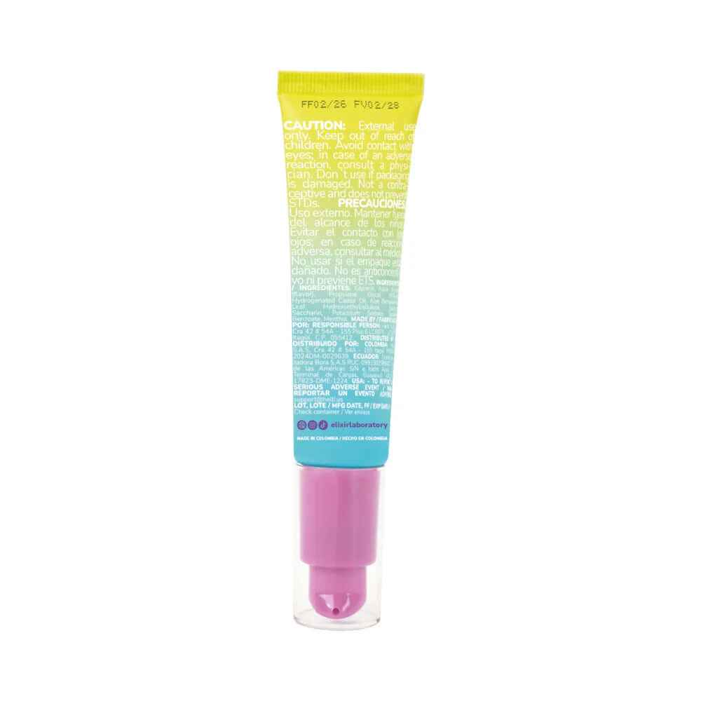 Elixir 5 Sensations Lubricant 15 ml 0.5 Oz 12 pc Display packaging with ingredient information.
