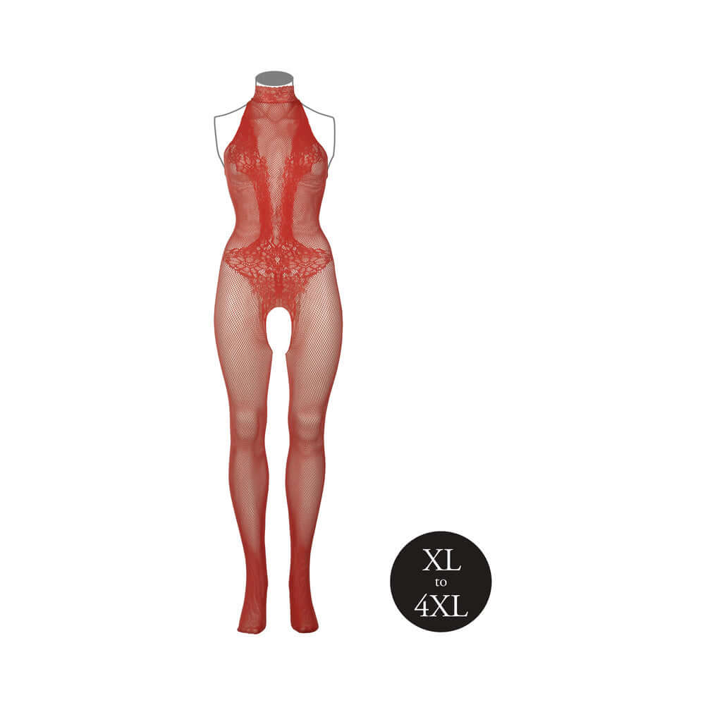 Le Desir Fishnet and Lace Bodystocking Sunset Glow Queen Size