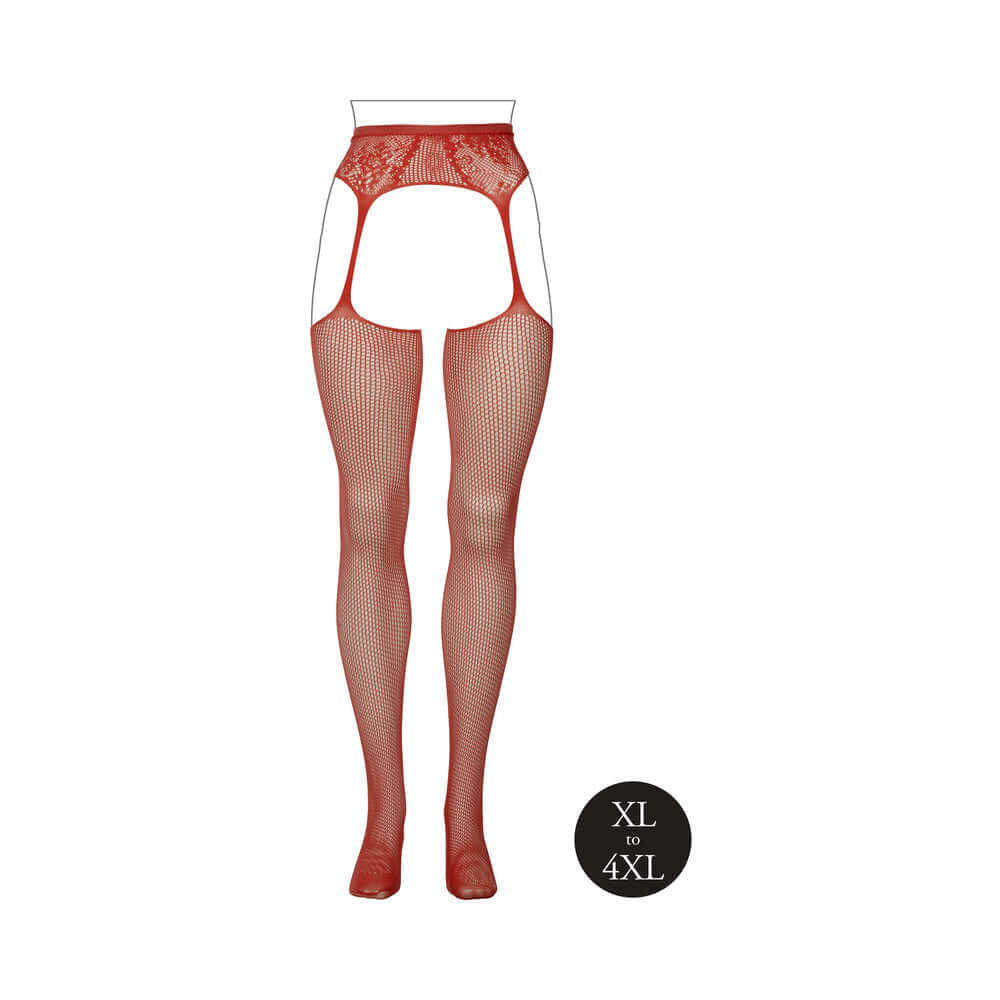 Le Desir Fishnet and Lace Garterbelt Stockings Sunset Glow Queen Size