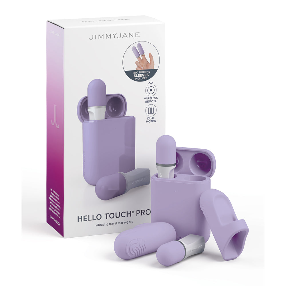 JimmyJane Hello Touch Pro Rechargeable Finger Massagers with Remote Control - Lavender/White
