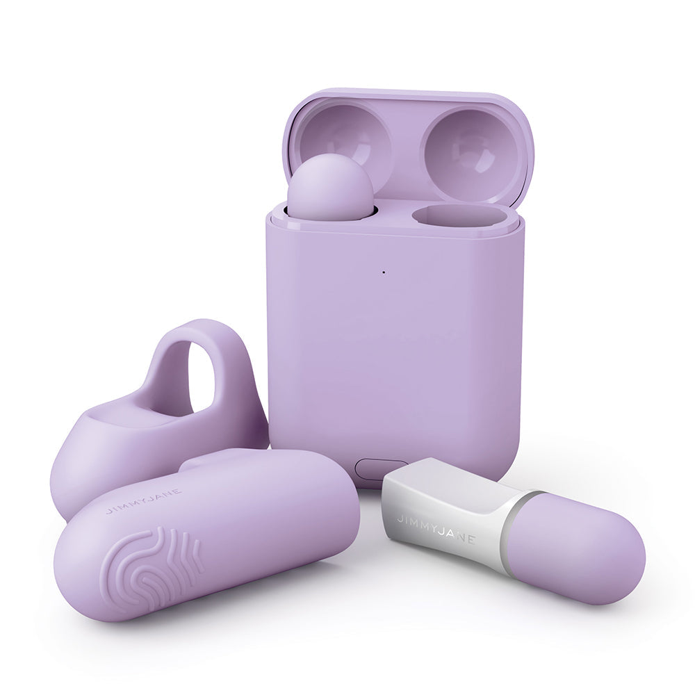 JimmyJane Hello Touch Pro Rechargeable Finger Massagers with Remote Control - Lavender/White