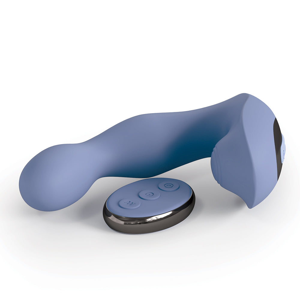 JimmyJane Pulsus P-Spot Rechargeable Silicone Dual Stimulator with Remote Control - Blue