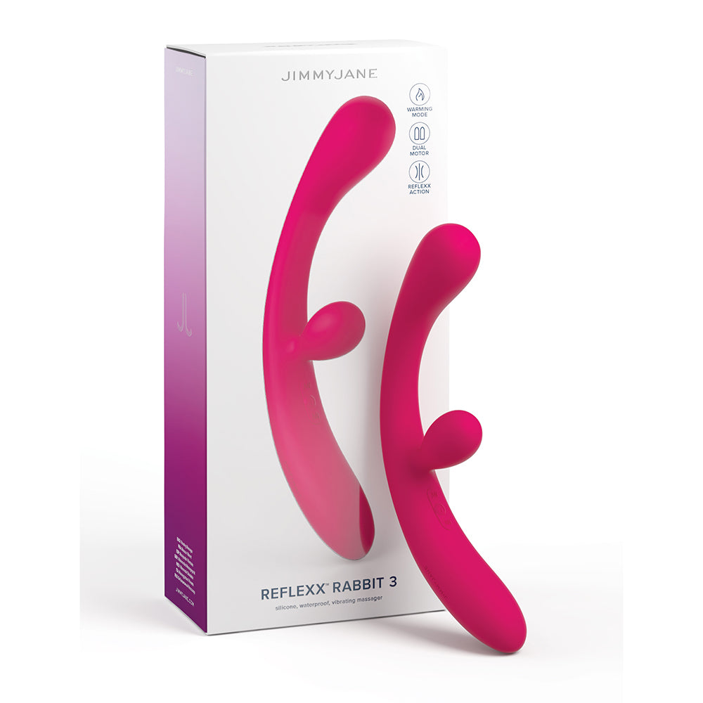 JimmyJane Reflexx Rabbit 3 Rechargeable Silicone Rabbit Vibrator - Fuchsia