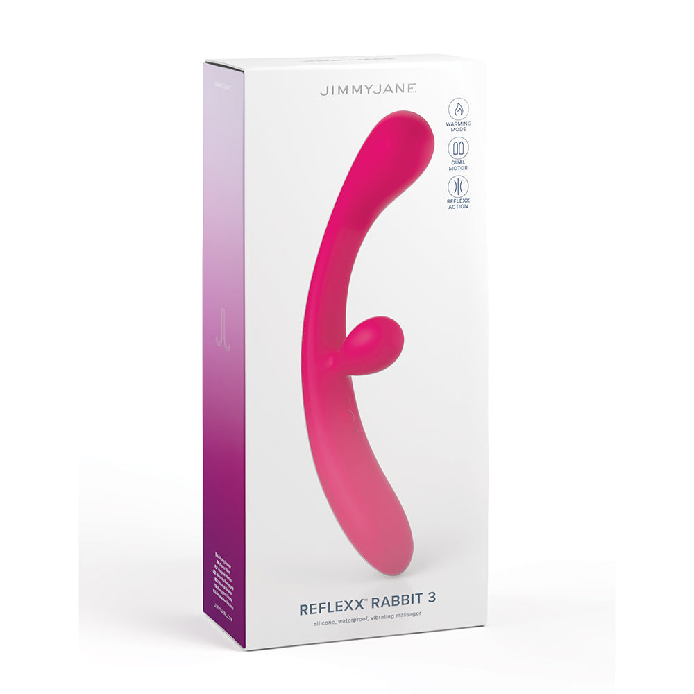 JimmyJane Reflexx Rabbit 3 Rechargeable Silicone Rabbit Vibrator - Fuchsia
