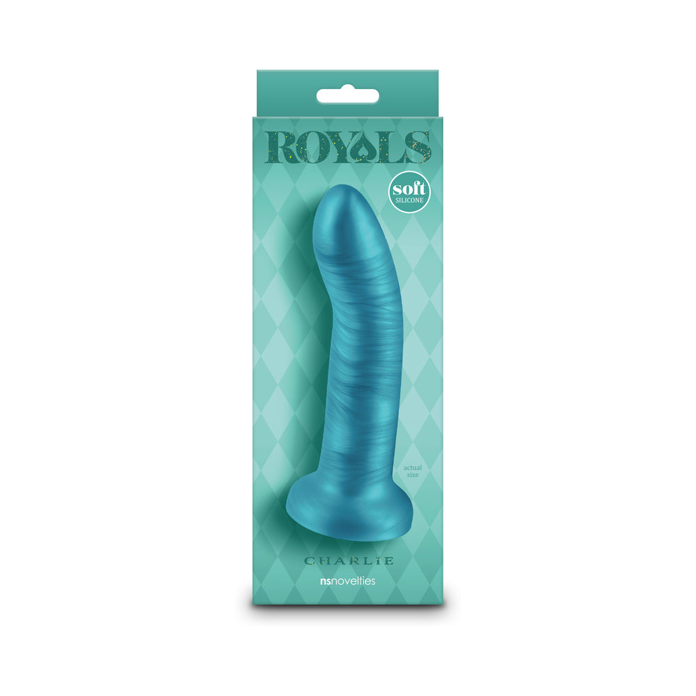 Royals Charlie 6 inches Metallic Curved Dildo Teal