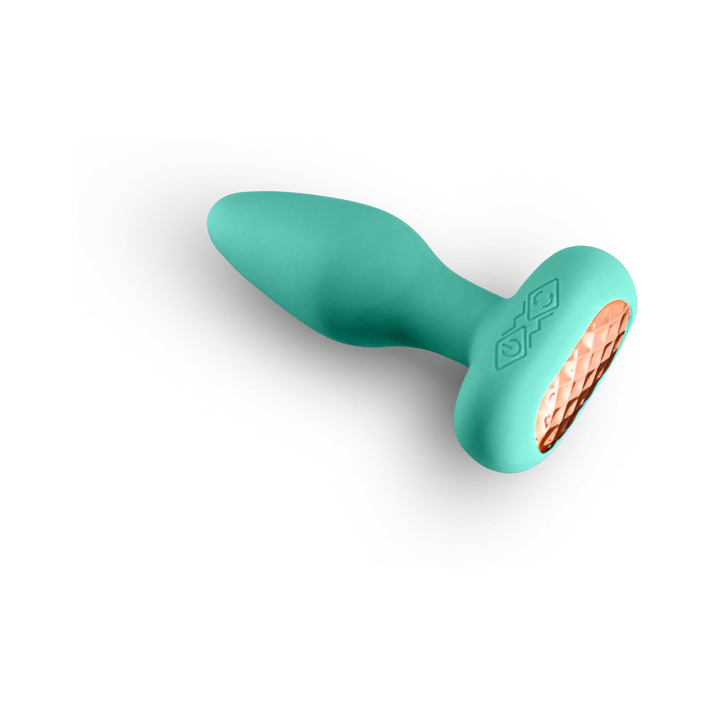Techno Prism App-controlled Vibrating and Rotating Plug Teal