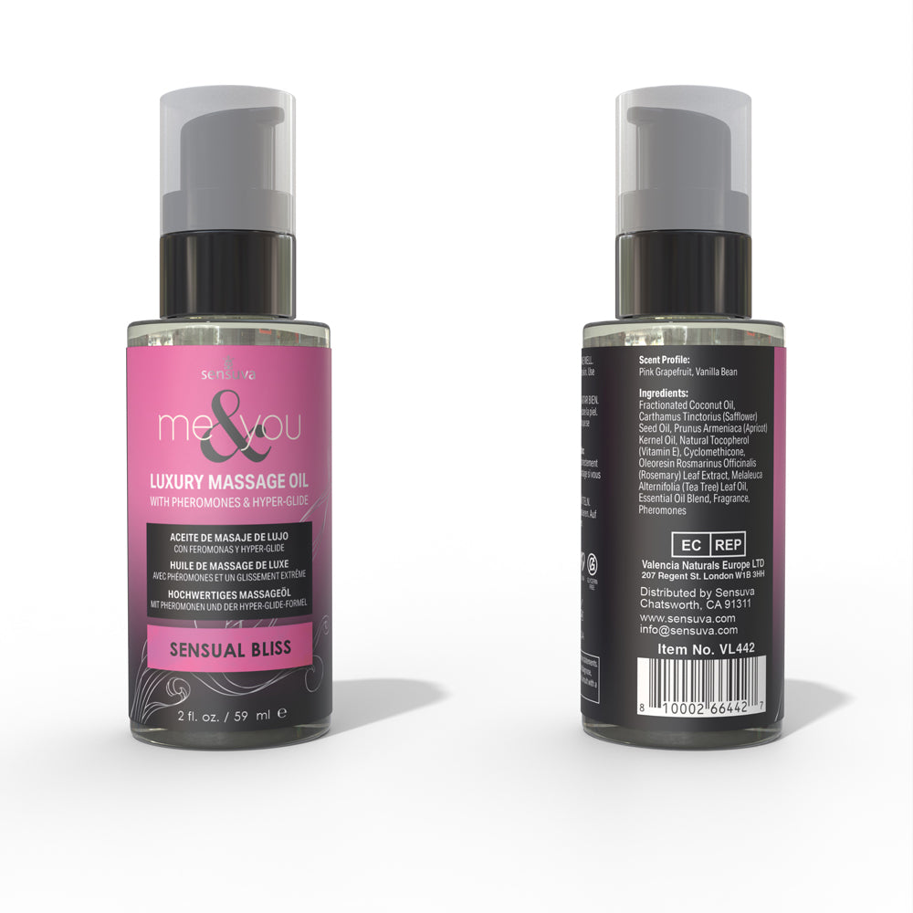 Sensuva Me & You Pheromone-Infused Luxury Massage Oil Sensual Bliss 2 oz.