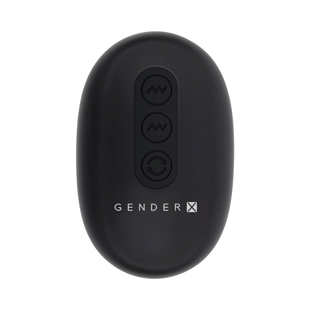 Gender X Teamwork Anal Plug with Remote Control Black remote control with buttons for customizable sensations.