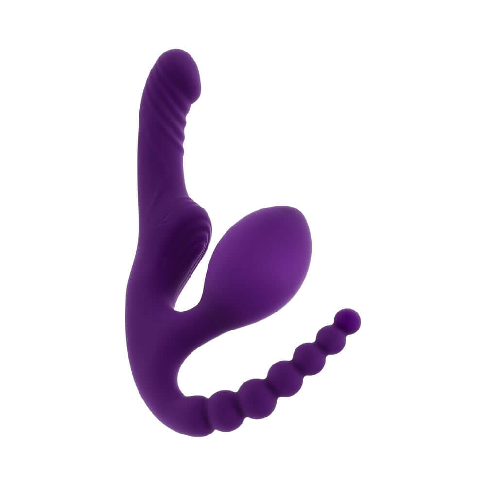 Playboy Pleasure Hug It Out Acai Massager in vibrant purple, designed for triple-stimulation and full-body satisfaction.
