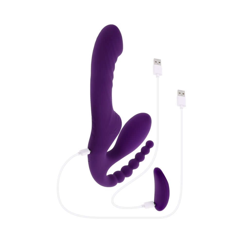 Playboy Pleasure Hug It Out Acai Massager with inflatable shaft and anal tail for enhanced stimulation.