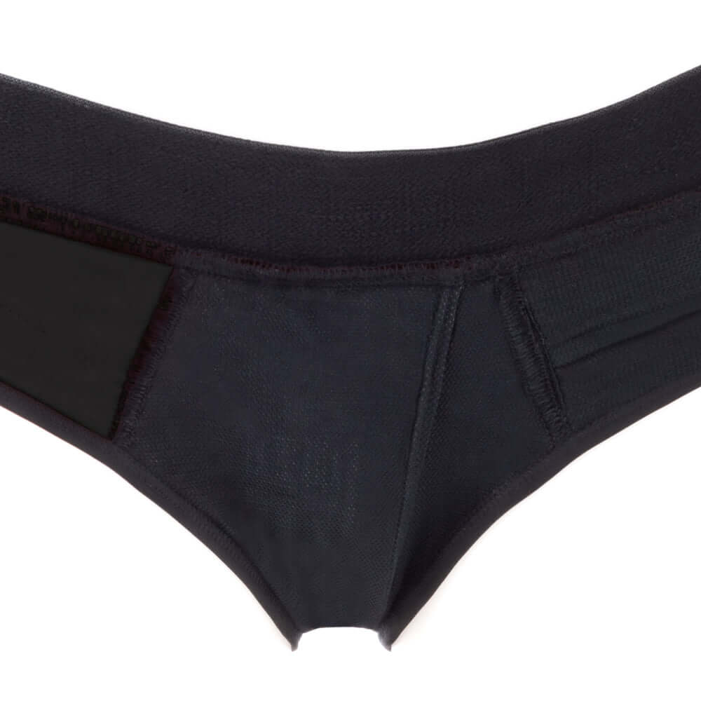SpareParts Tomboi Cover Brief Style Underwear Harness Black XL, featuring a sleek black design and athletic fit.