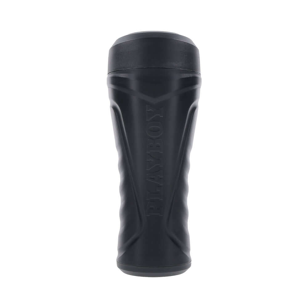 Playboy The Urge Medium Stroker Non Vibrating TPE Black with ergonomic design and contoured structure.