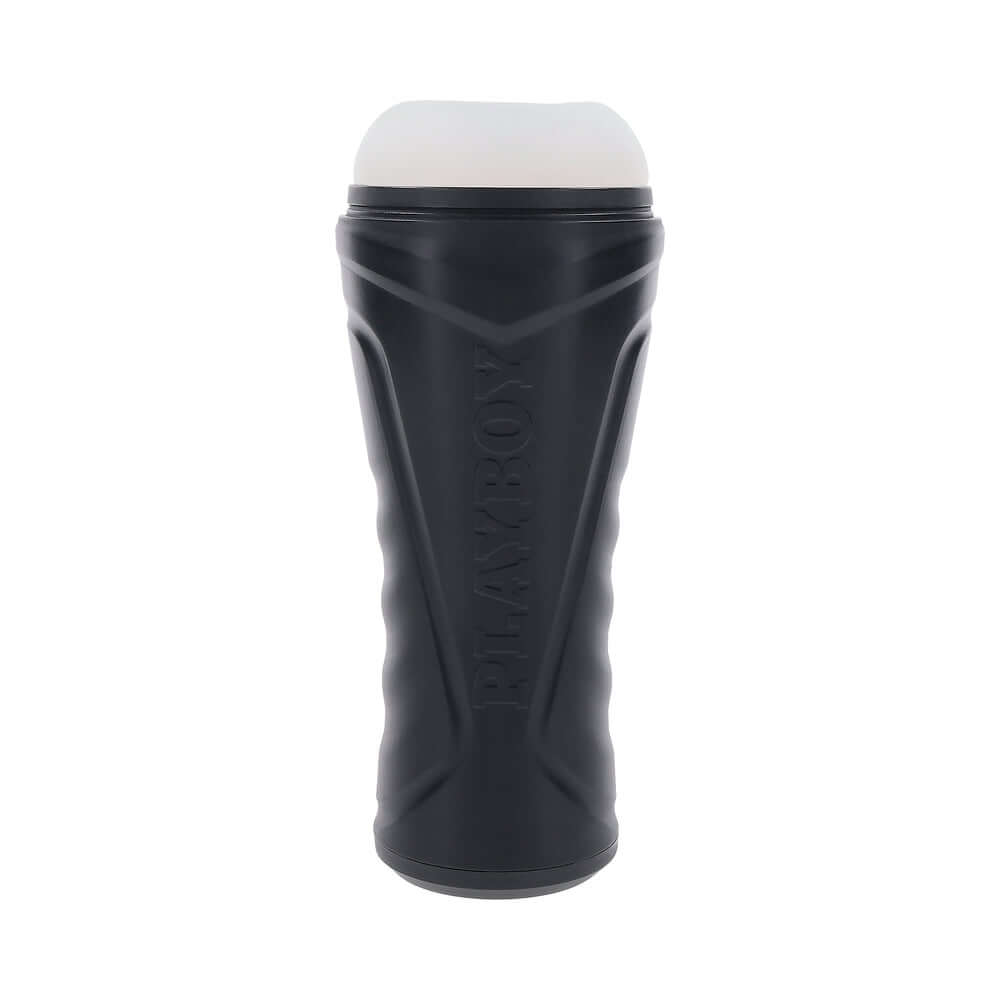 Playboy The Urge Medium Stroker Non Vibrating TPE Black, ergonomic design for comfort and control.