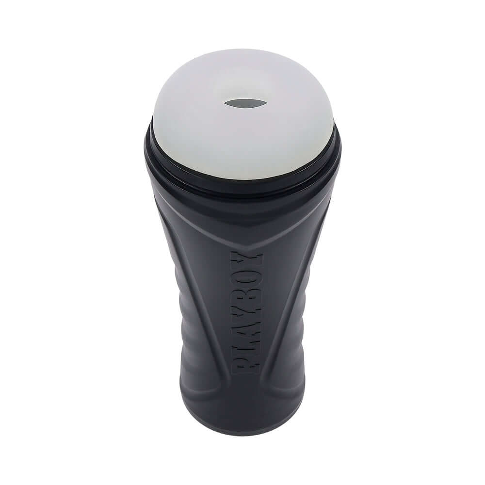 Playboy The Urge Medium Stroker Non Vibrating TPE Black with contoured internal structure for enhanced comfort.