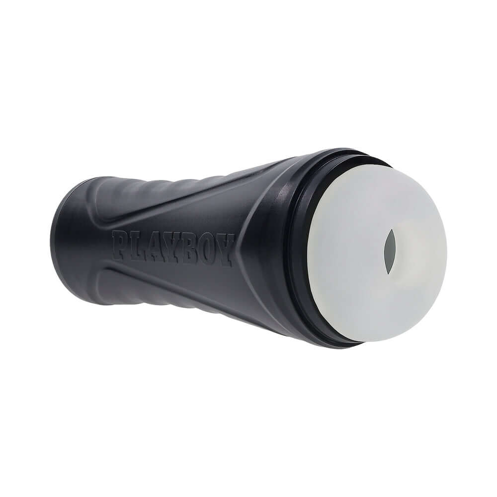 Playboy The Urge Medium Stroker Non Vibrating TPE Black with contoured internal structure and ergonomic design.