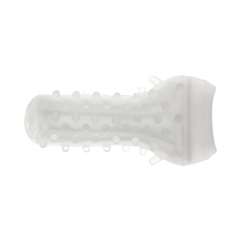 Playboy The Urge Medium Stroker Non Vibrating TPE Black detailed view of the textured stroker sleeve.