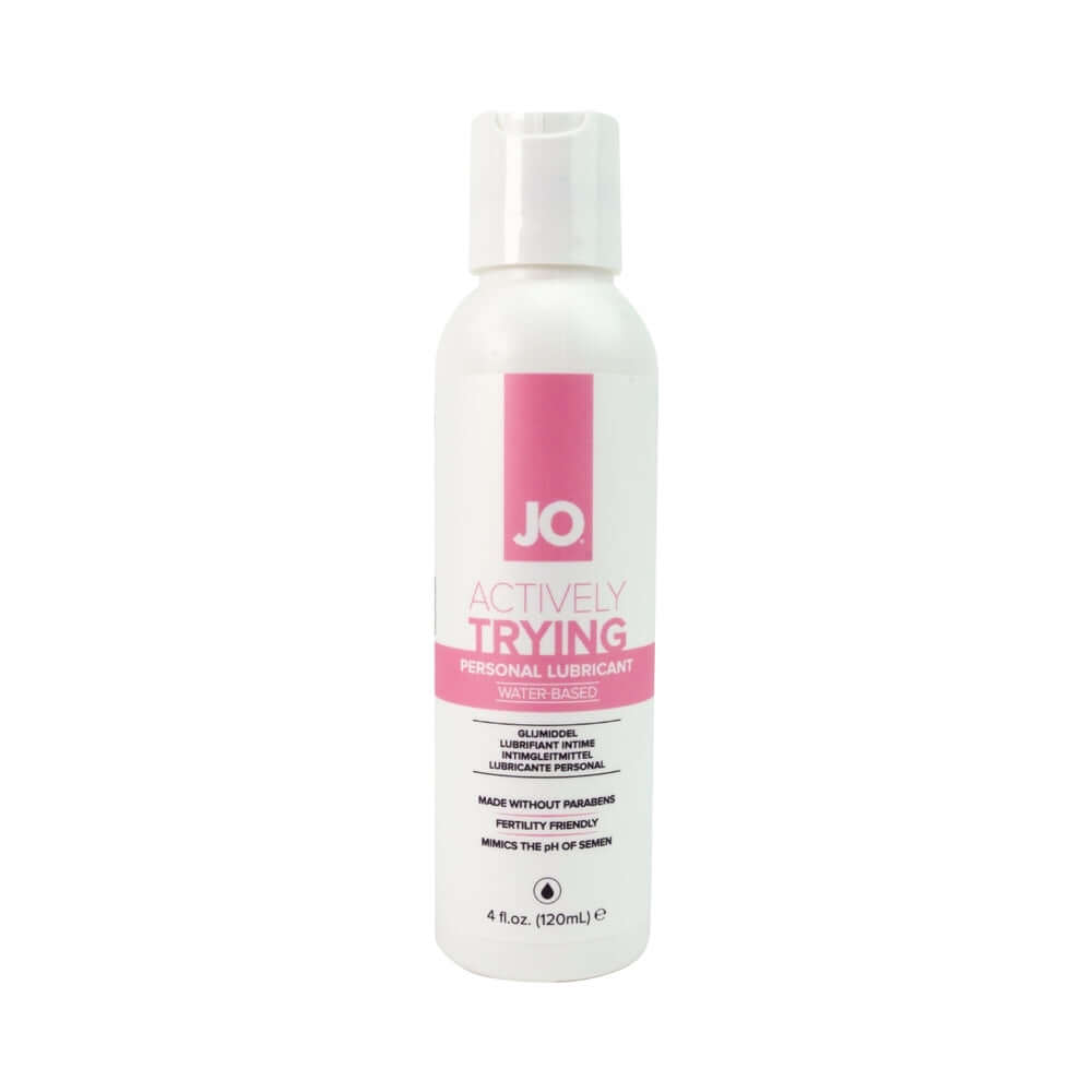 JO Actively Trying Paraben-Free Water-Based Lubricant 4 Oz bottle for couples aiming to conceive.